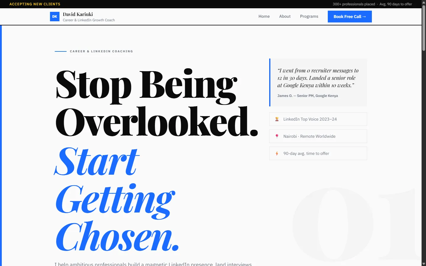 Career Coaching website